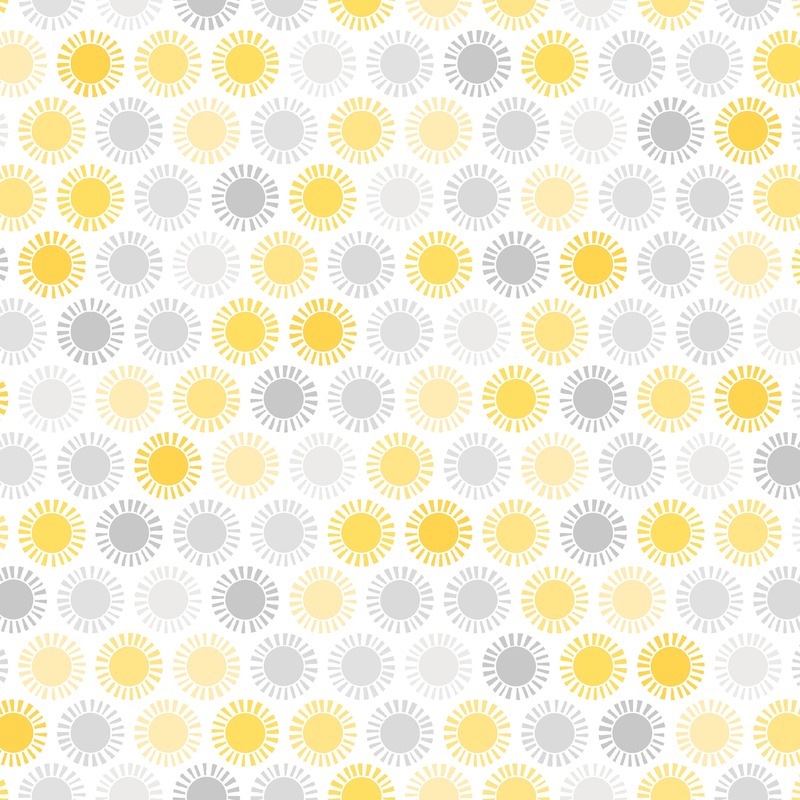 white fabric featuring yellow and gray suns