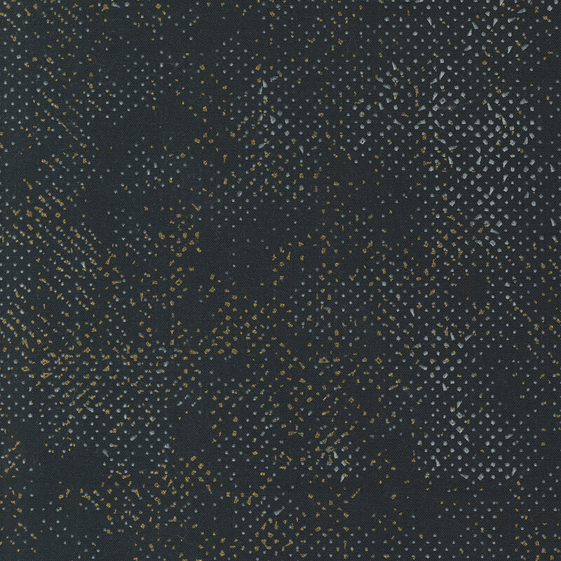 black fabric with metallic gold and gray texturing