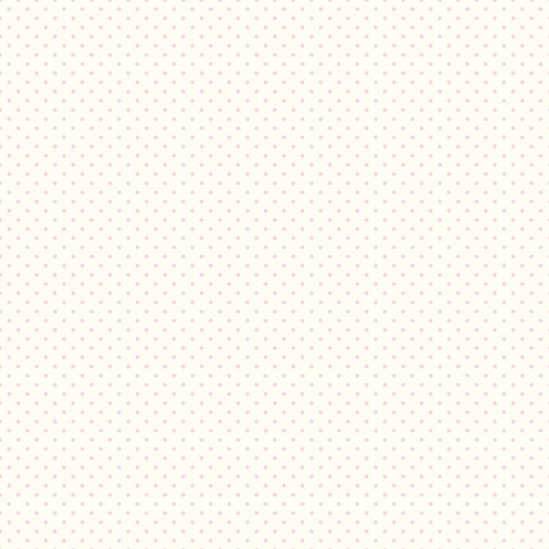 Digital render of a cream fabric with baby pink polka dots.