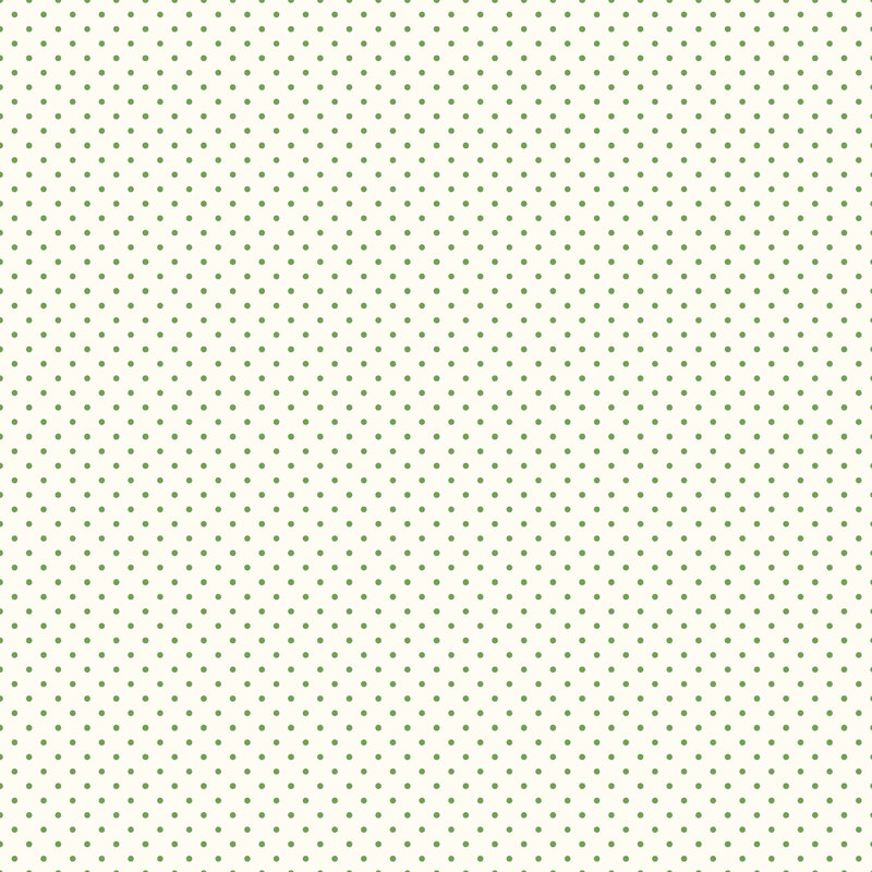 Digital render of a cream fabric with kelly green polka dots.
