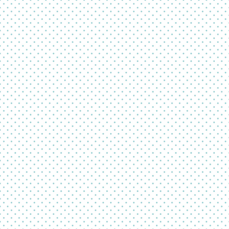 Digital render of a white fabric with pale teal polka dots.