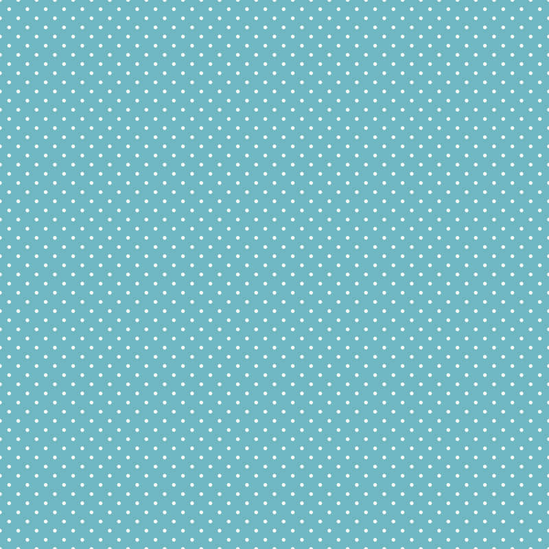 Digital render of a robin's egg blue fabric with white polka dots.