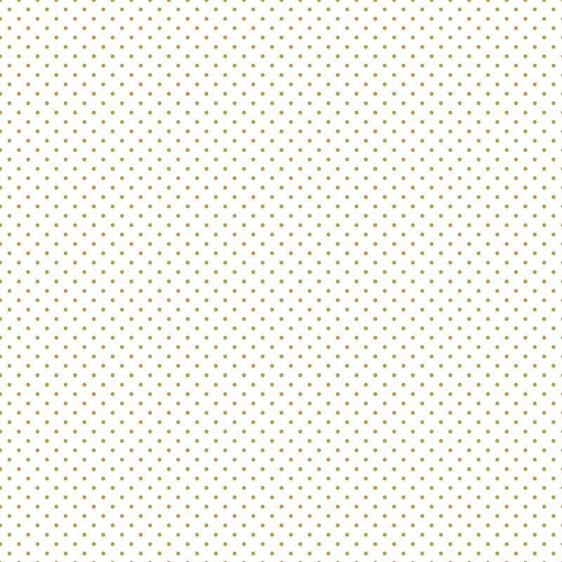 Digital render of a white fabric with gold polka dots.
