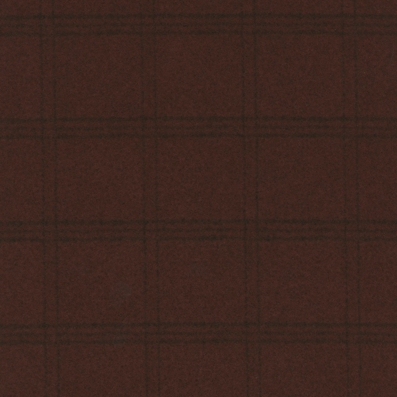 Brown flannel fabric with darker tartan plaid patterning