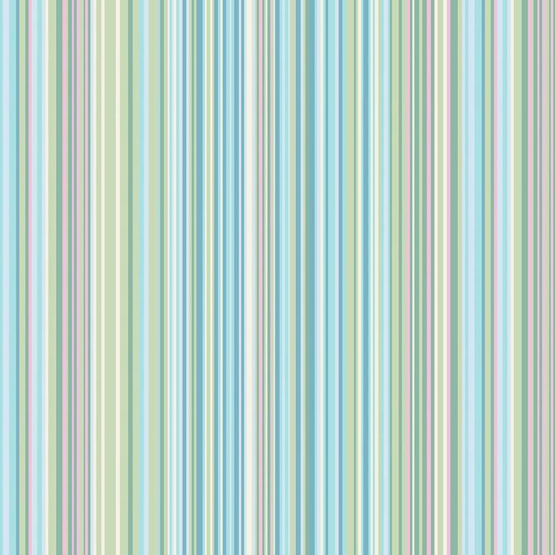Striped pattern of alternating widths of blues, greens, and pinks.