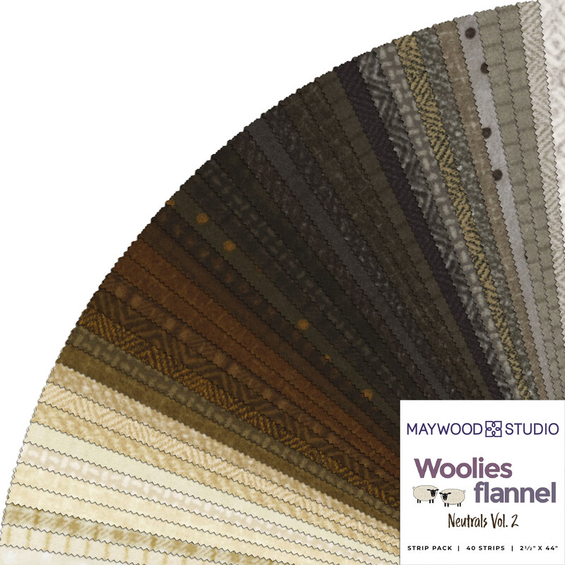 A splayed collage of fabrics in the Woolies Flannel Vol 2. Neutrals 2-1/2