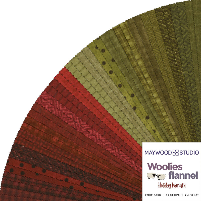 A splayed collage of fabrics in the Woolies Flannel Holiday Warmth 2-1/2