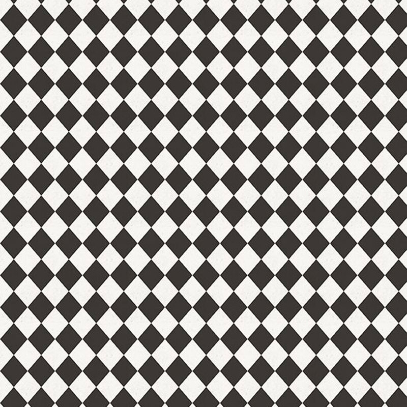 Black and white diamond checkered fabric.