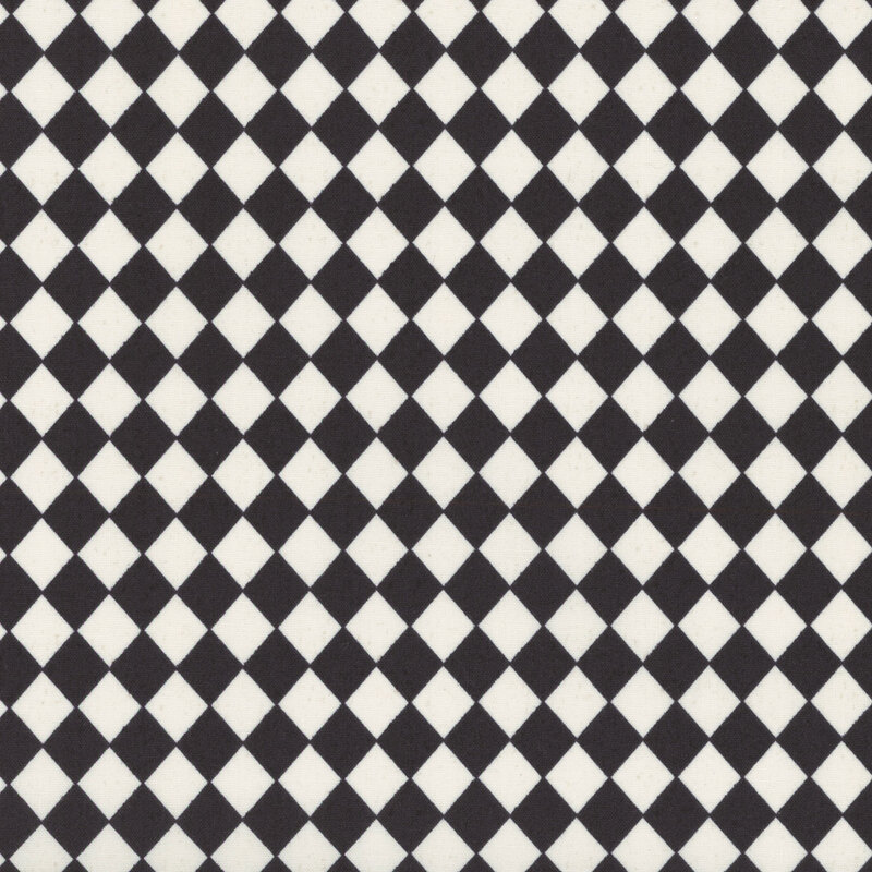 Black and white diamond checkered fabric.