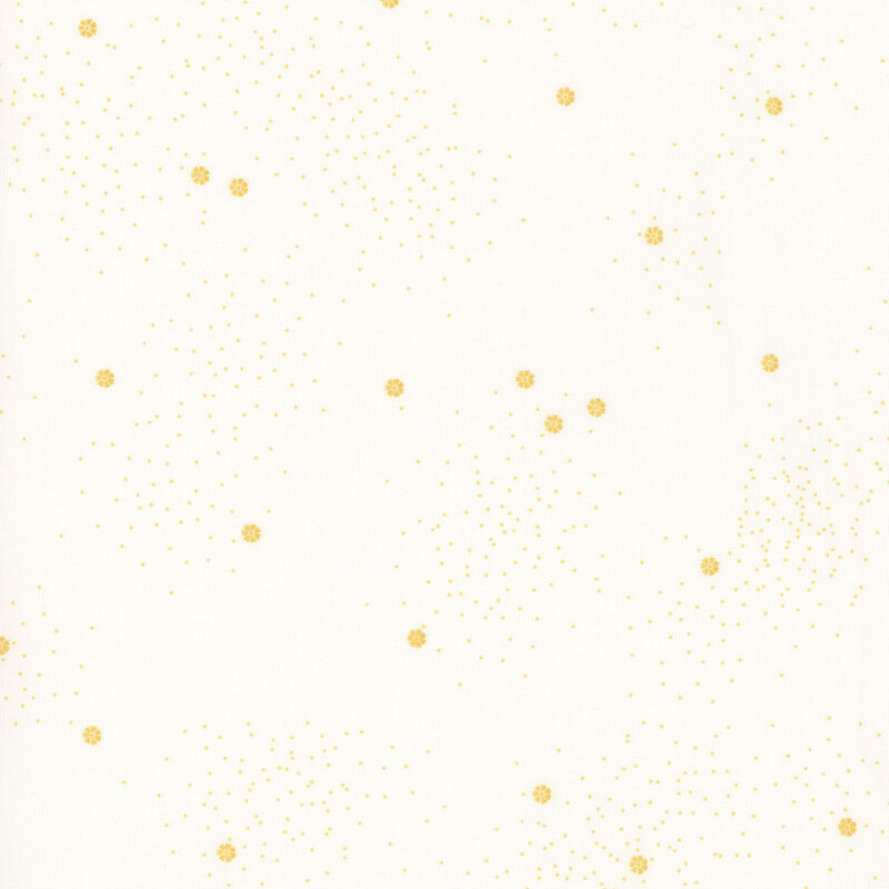 Light cream fabric with small yellow petal leaf polka dots all over