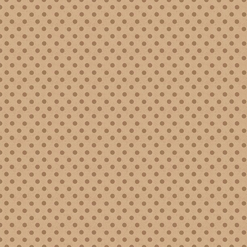 Brown polka dots on tan fabric.