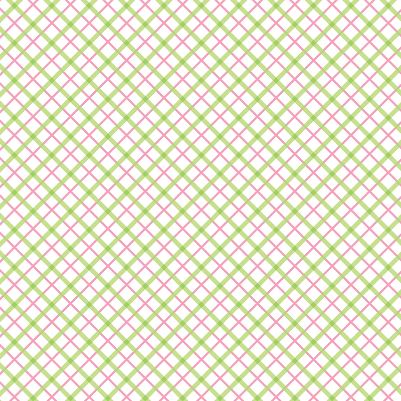 lovely white fabric featuring spring green and pink plaid