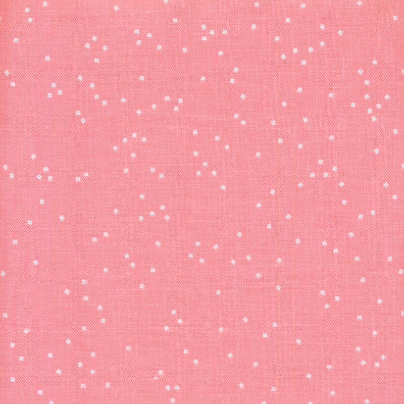 Small white flower blossoms scattered on a pink background