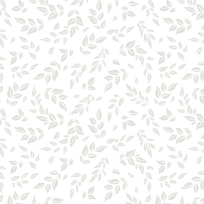white fabric featuring scattered white leaves