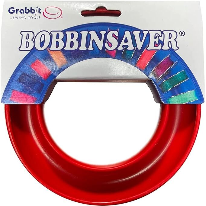 The red BobbinSaver in its packaging, isolated on a white background.