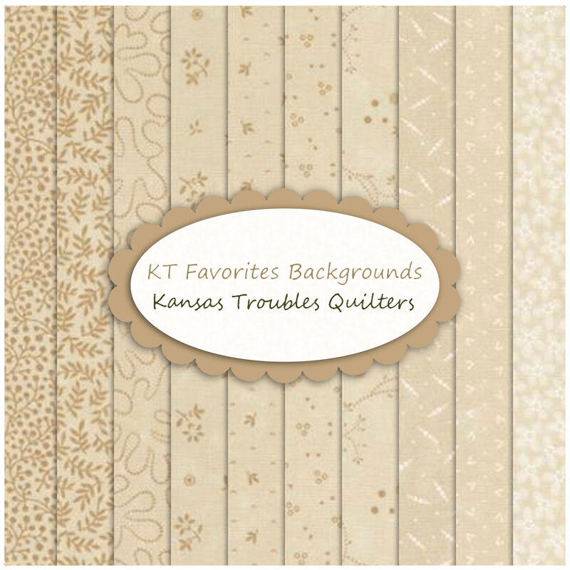 Collage of the cream-colored calico fabrics included in the KT Favorites Backgrounds collection.