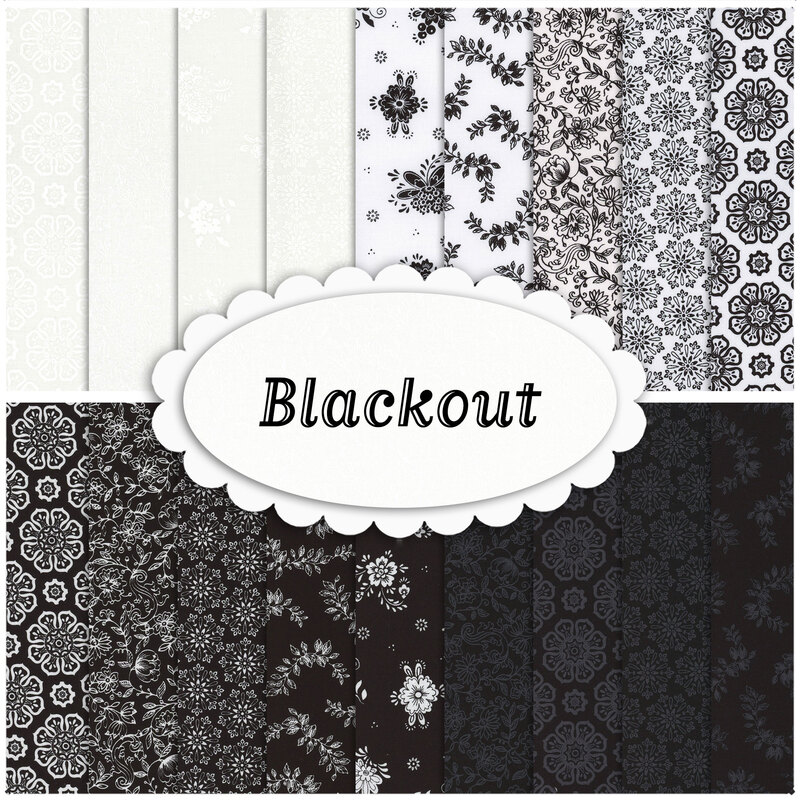Collage image of fabrics in the Blackout collection
