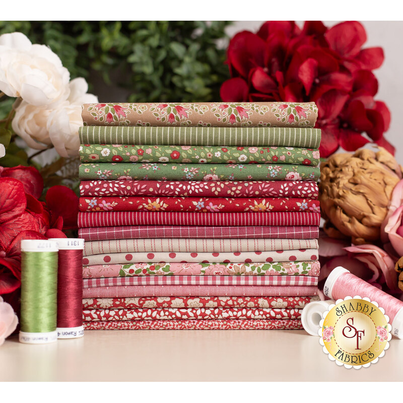 stack of Winter fabrics in the Creating Memories collection