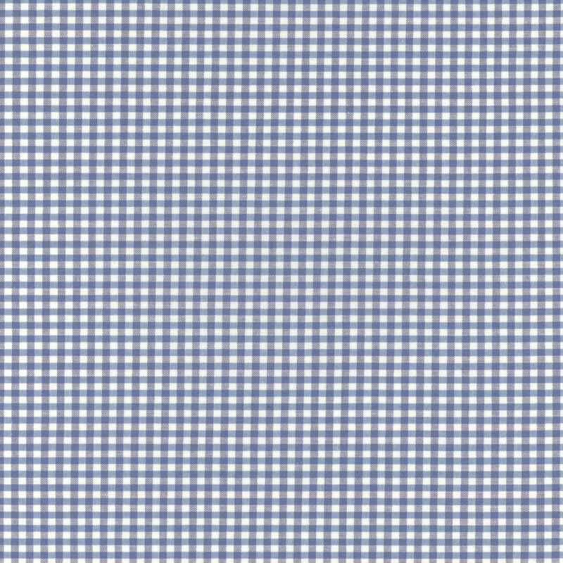 Blue and white simple gingham plaid fabric