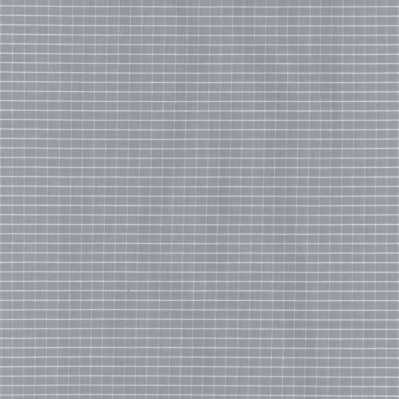 Blue/gray simple plaid fabric with white gridlines