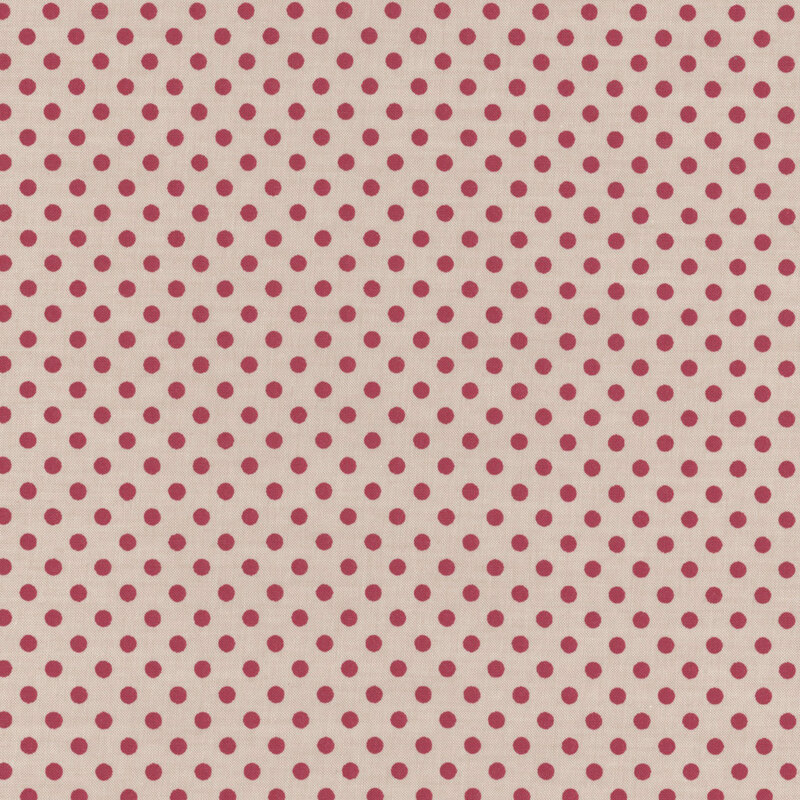 Cream fabric with red polka dots