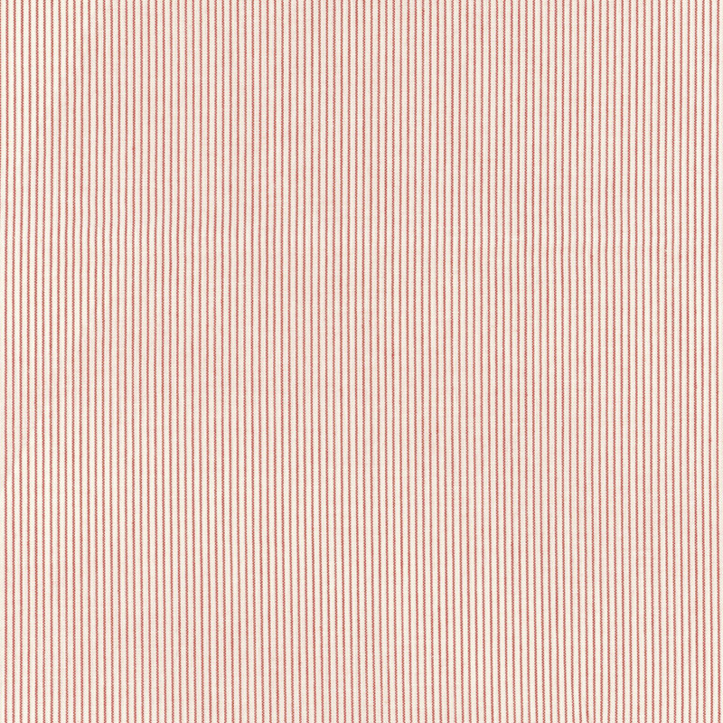 Cream fabric with red zigzag stitched pinstripes