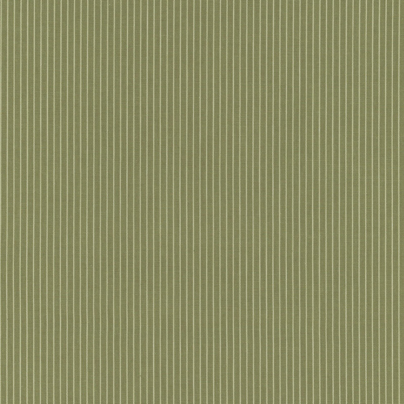 Green woven fabric with small cream zig zag stripes
