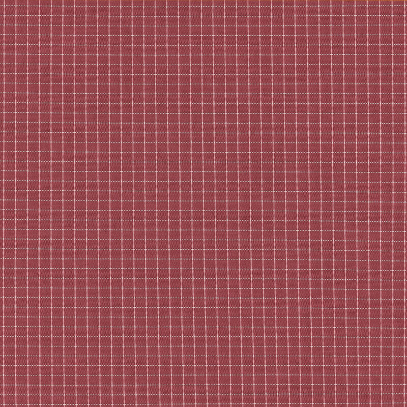 Red simple plaid fabric with white gridlines