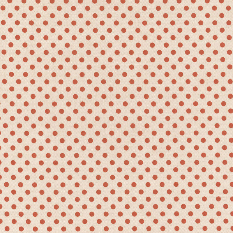 Cream fabric with orange polka dots