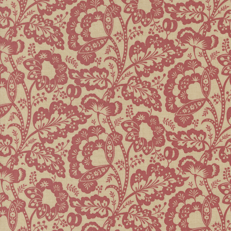 Cream fabric featuring a intricate floral design