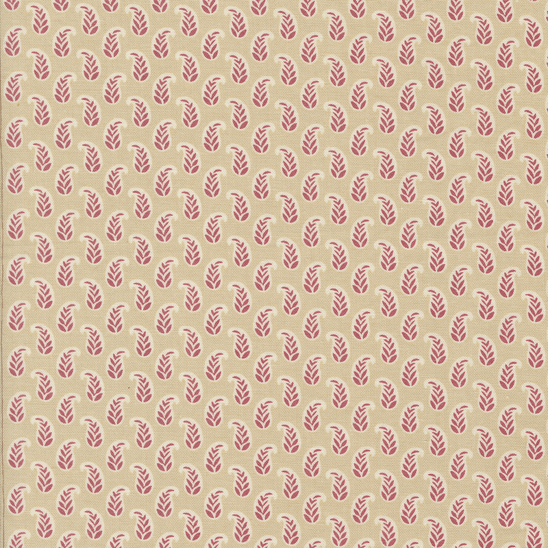 Cream fabric featuring white and pink paisleys