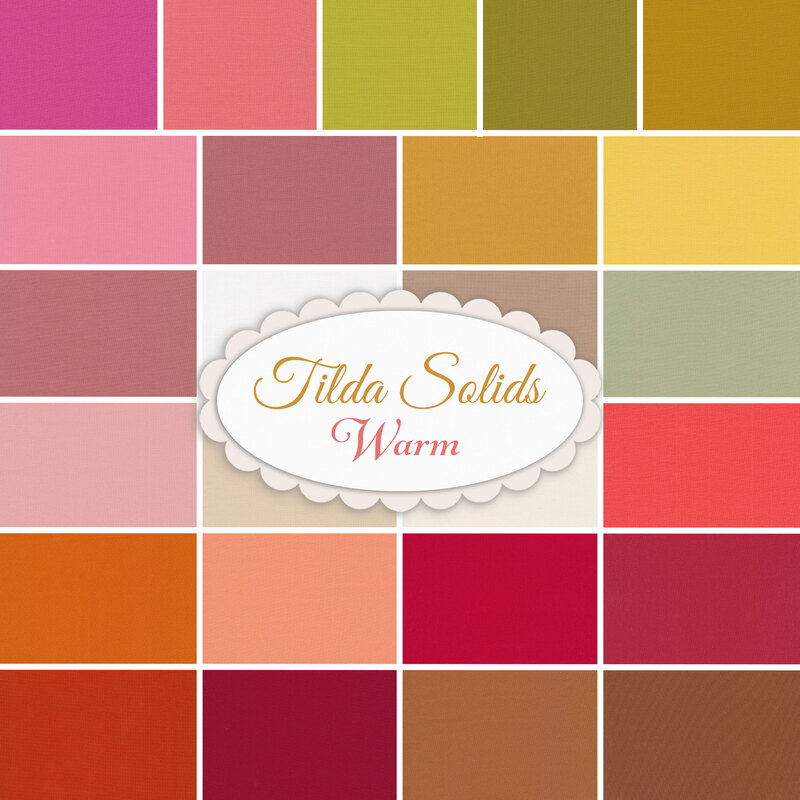 Collage of fabrics in Tilda solids fat quarter set - Warm