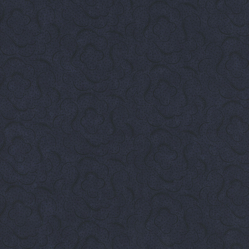 Tonal deep navy blue fabric with swirled patterns, subtle pin dots, and a lightly mottled background