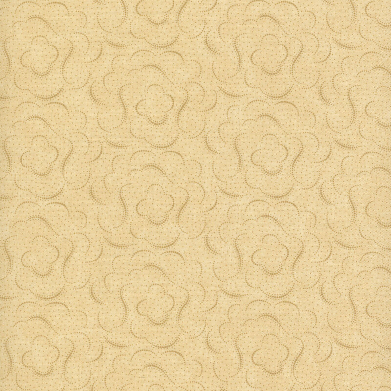 Tonal light tan fabric with swirled patterns, subtle pin dots, and a lightly mottled background