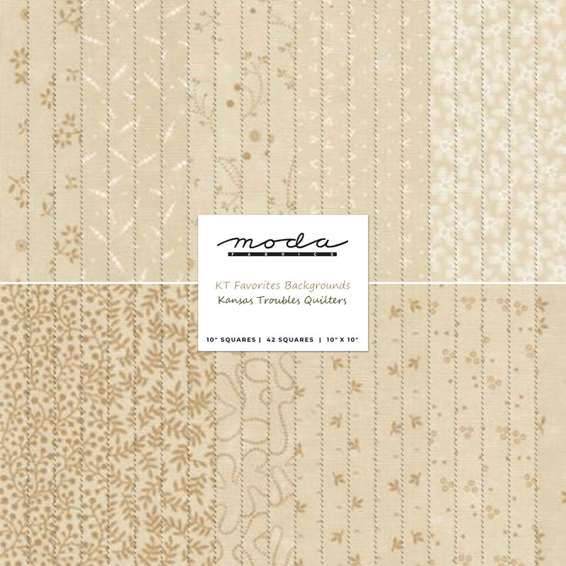 Collage of the cream-colored calico fabrics included in the KT Favorites Backgrounds collection.