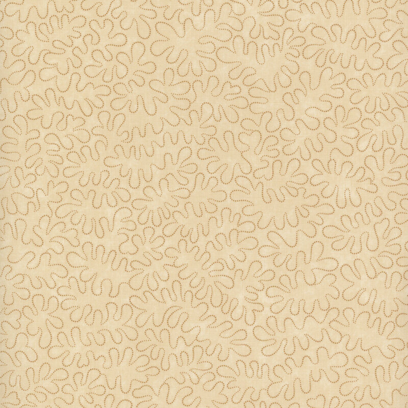 Cream-colored fabric with tan dotted swirls.