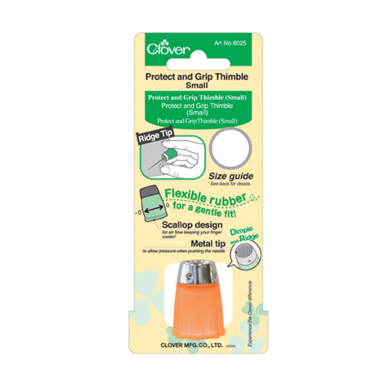 photo of protect and grip thimble, size small in packaging