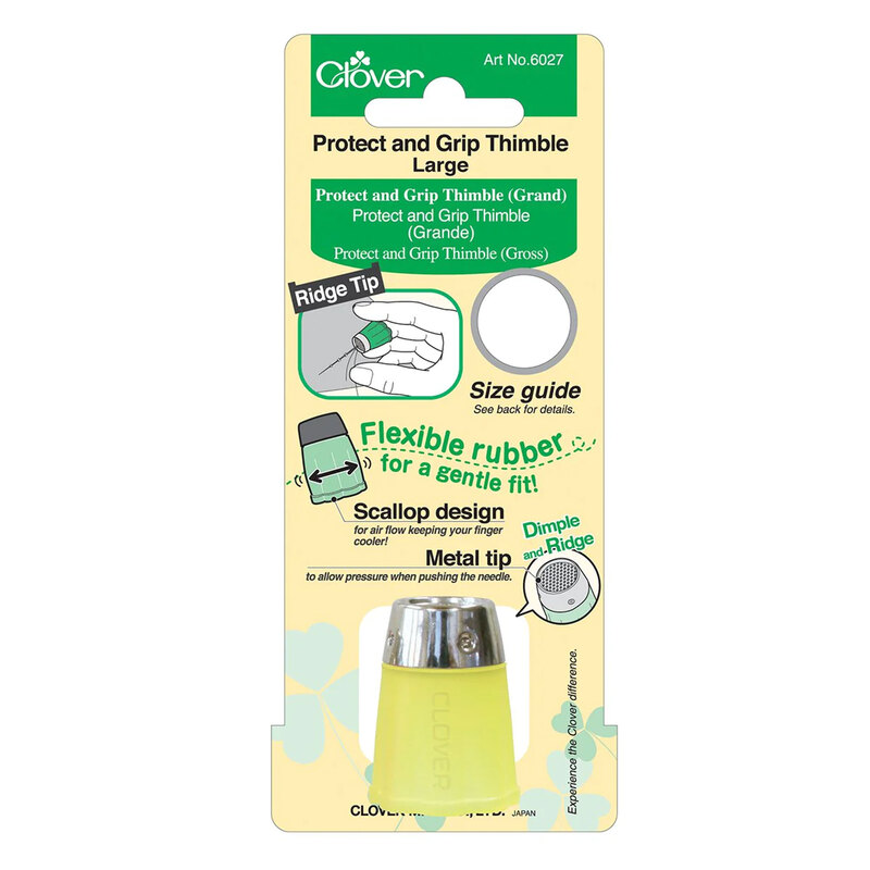 photo of protect and grip thimble, size large in packaging