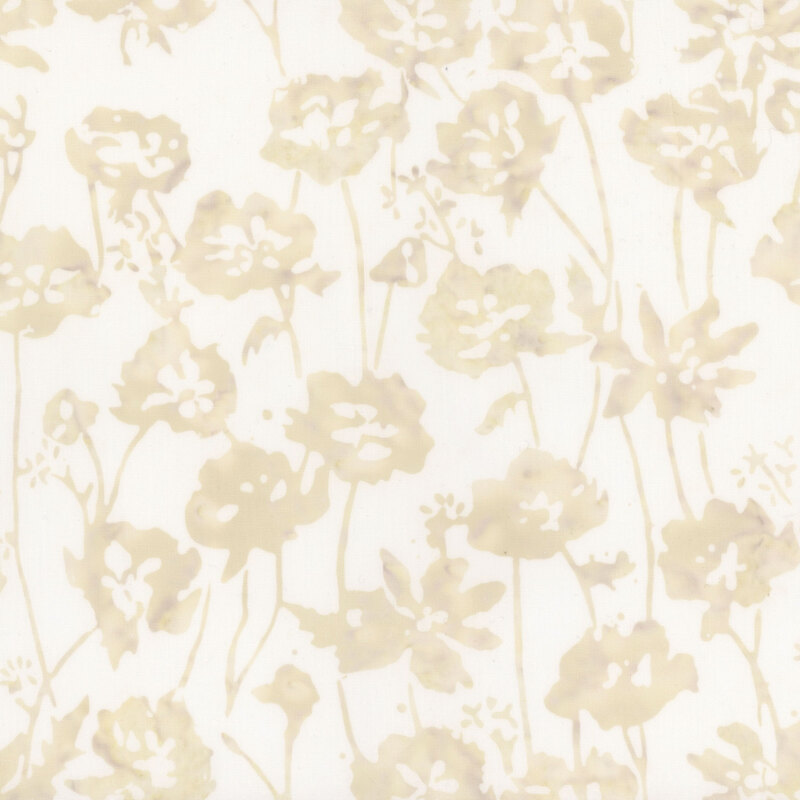 Cream fabric with cream and beige mottled flowers.