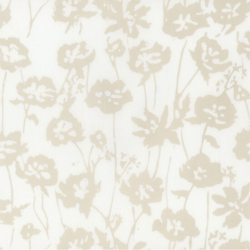 Cream fabric with dark beige flowers.