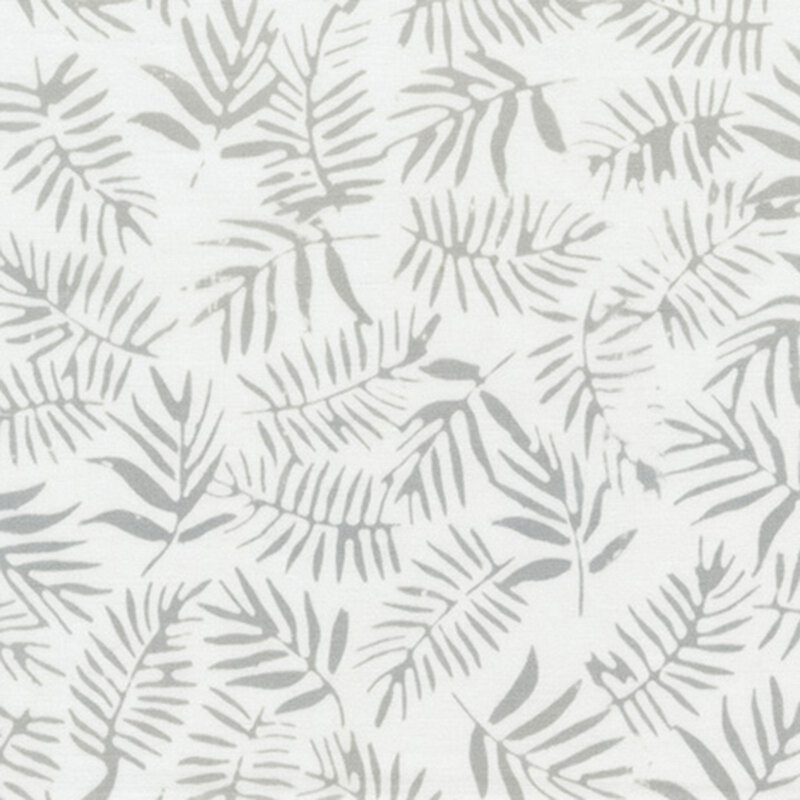Gray fabric with dark gray mottled fern fronds.