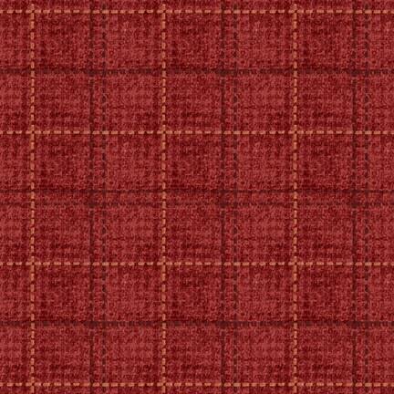 red fabric featuring a plaid design