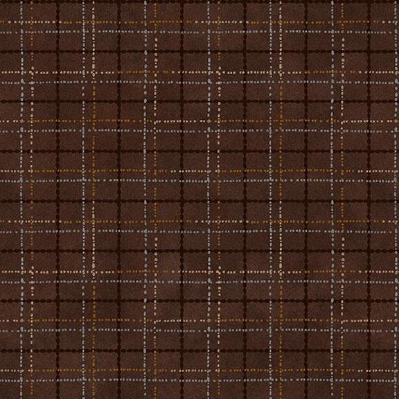 brown fabric featuring a dotted plaid design
