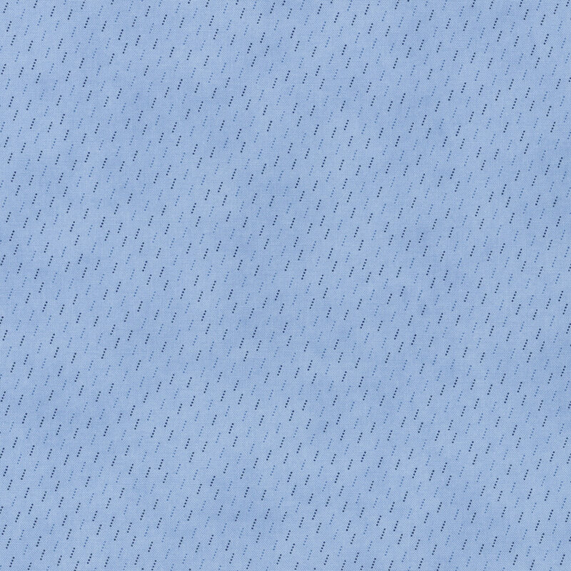 Section of a blue fabric with small darker diagonal lines.
