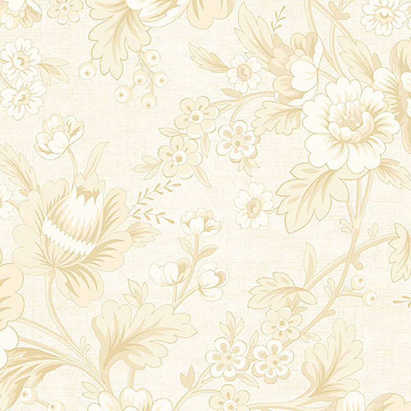 Cream fabric featuring a pale yellow and cream floral design