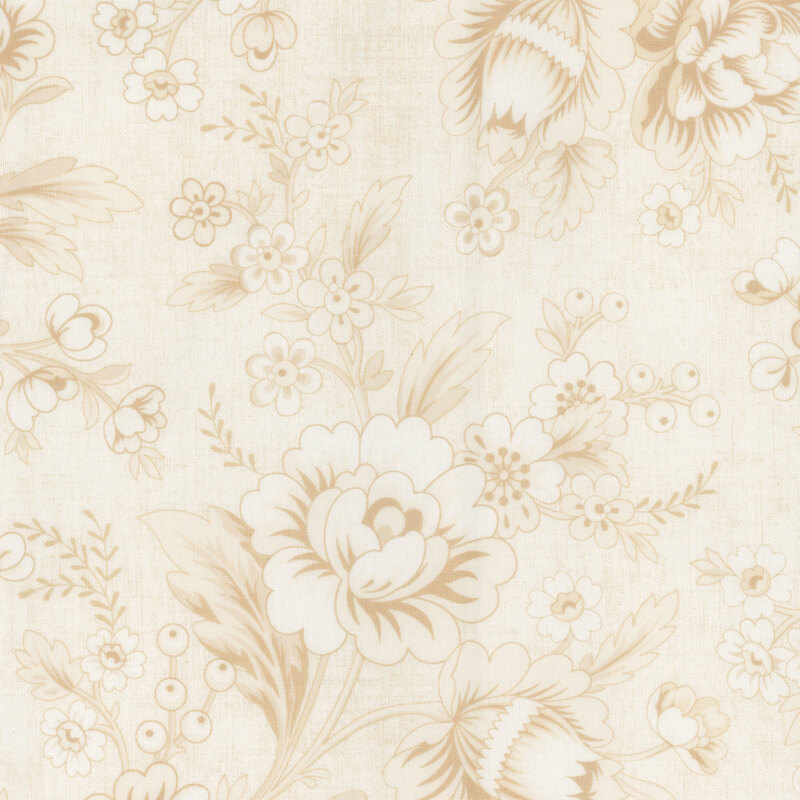 Cream fabric featuring a pale yellow and cream floral design