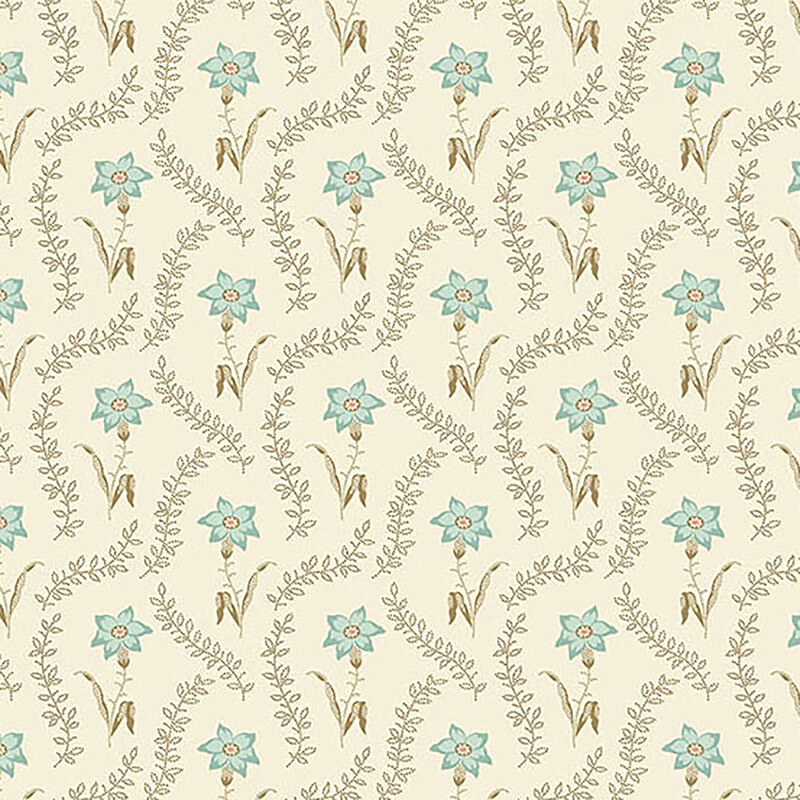 cream fabric featuring daffodils and vines