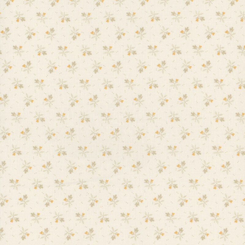 Light cream fabric with small ditsy floral clusters spaced evenly throughout