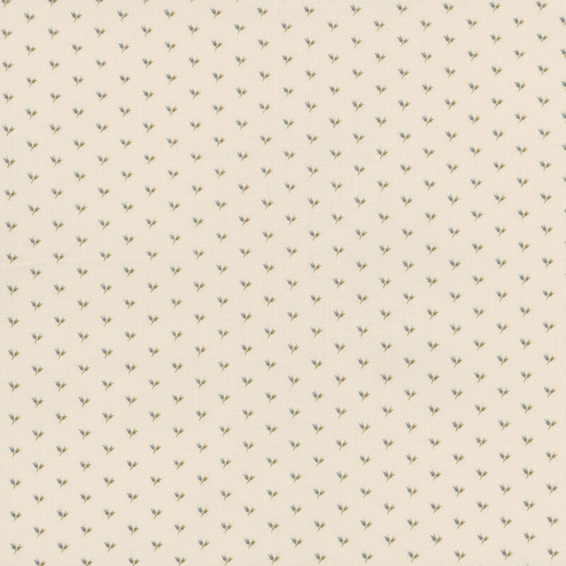 Light cream fabric with a repeating floral cluster pattern throughout