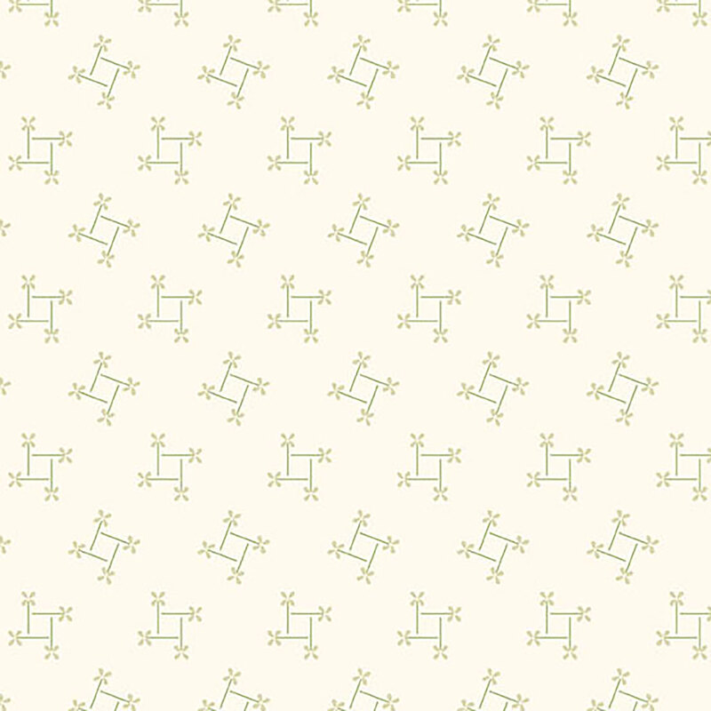 Light cream fabric with a ditsy geometric floral cluster pattern throughout